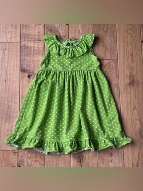 Kelly’s Kids Green Polka Dot Ruffle Dress size 5-6
